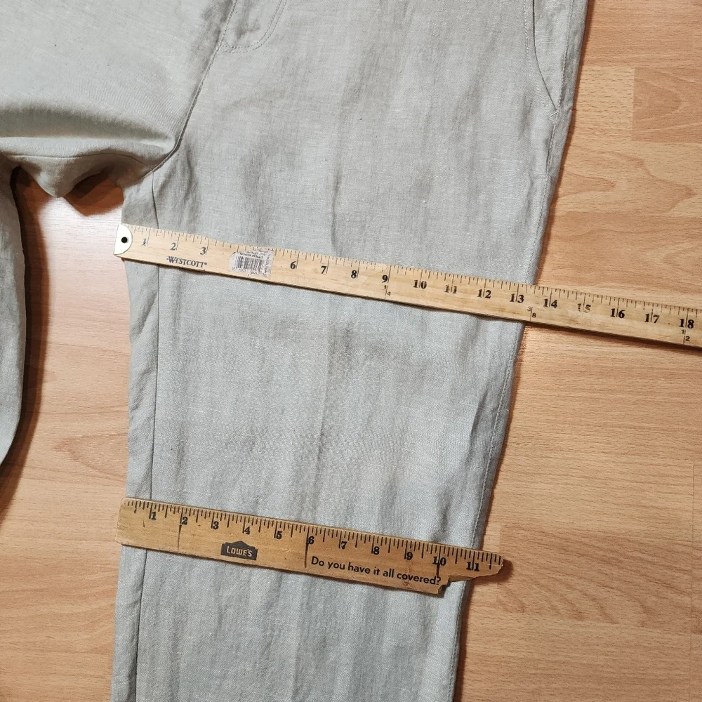 NWT Vivid 100% Linen Light Green Pants Size 40‎